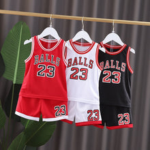 Load image into Gallery viewer, Boys Sports Basketball Clothes Suit Summer New Children&#39;s Fashion Leisure Letters Sleeveless Baby Vest + T-shirt 2pcs sets kids
