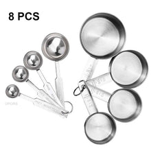 Load image into Gallery viewer, UPORS 8/10Pcs Stainless Steel Measuring Cups and Spoons Set Deluxe Premium Stackable Tablespoons Home Tools Kitchen Accessories
