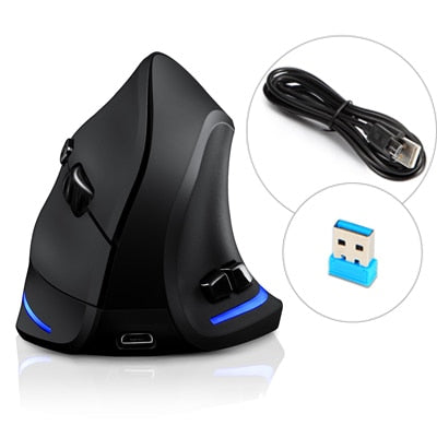 Lefon Rechargeable Wireless Mouse Gamer Ergonomic Optical 2.4G 1000/1600/2400 DPI USB Vertical Mice For PC Gaming