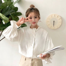 Load image into Gallery viewer, White Blouse Women Shirts Harajuku Clothes Womens Tops and Blouses All Match Flare Sleeve Korean Style New Fashion Ulzzang Chic
