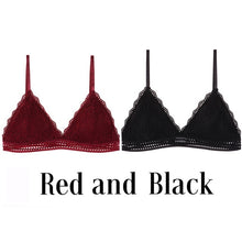 Load image into Gallery viewer, 1/2PCS Women Bralette French Style Lace Bra Girls Triangle Cup Lingerie Deep V Wireless Underwear Soft Thin Seamless Bra
