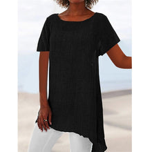 Load image into Gallery viewer, Cotton Soft Solid Blouse Summer Loose Plus Size Shirt O-Neck Long Sleeve Womens Tops and Blouses Anomalistic Casual Women Tunic
