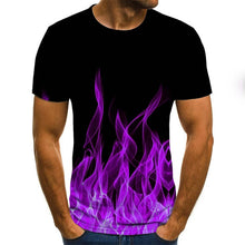 Load image into Gallery viewer, 2020 new flame men&#39;s T-shirt summer fashion short-sleeved 3D round neck tops smoke element shirt trendy men&#39;s T-shirt
