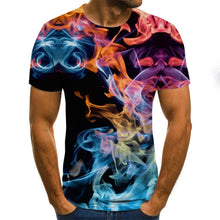 Load image into Gallery viewer, 2020 new flame men&#39;s T-shirt summer fashion short-sleeved 3D round neck tops smoke element shirt trendy men&#39;s T-shirt
