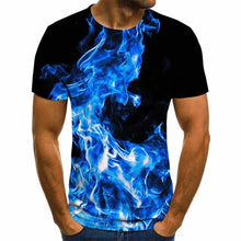 Load image into Gallery viewer, 2020 new flame men&#39;s T-shirt summer fashion short-sleeved 3D round neck tops smoke element shirt trendy men&#39;s T-shirt
