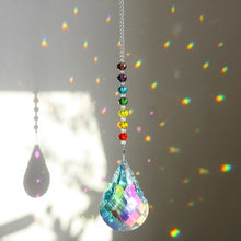 Load image into Gallery viewer, H&amp;D Chakra Crystal Suncatcher with 76mm AB Gourd Prism Drops Rainbow Maker Craft Chain Hanging Window Ornament Home Garden Decor
