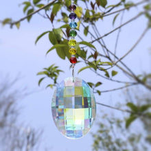 Load image into Gallery viewer, H&amp;D Chakra Crystal Suncatcher with 76mm AB Gourd Prism Drops Rainbow Maker Craft Chain Hanging Window Ornament Home Garden Decor
