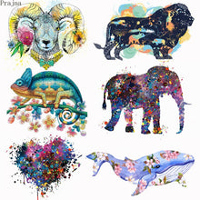 Load image into Gallery viewer, Prajna Animals Heat Transfer Vinyl Whale Patch Iron On Transfer For Clothing Animal Flower Stripes Thermal Stickers On Clothes
