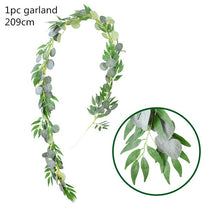 Load image into Gallery viewer, Green Eucalyptus Leaves Garland Wisteria Artificial Flowers Rattan Fake Plant Silk Leaf Vines For Wedding Birthday Party Decor
