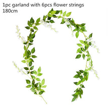 Load image into Gallery viewer, Green Eucalyptus Leaves Garland Wisteria Artificial Flowers Rattan Fake Plant Silk Leaf Vines For Wedding Birthday Party Decor
