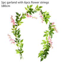 Load image into Gallery viewer, Green Eucalyptus Leaves Garland Wisteria Artificial Flowers Rattan Fake Plant Silk Leaf Vines For Wedding Birthday Party Decor
