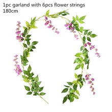 Load image into Gallery viewer, Green Eucalyptus Leaves Garland Wisteria Artificial Flowers Rattan Fake Plant Silk Leaf Vines For Wedding Birthday Party Decor
