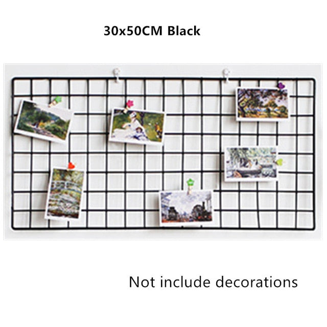 Ins Nordic Home Wall Decoration Iron Grid Decor Photo Frame Postcards DIY Wall Art Display Storage Rack Holder Shelf Organizer