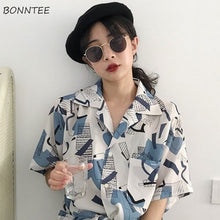 Load image into Gallery viewer, Blouses Women Chic Vintage Printed New Summer Harajuku Ladies Streetwear Popular All-match Short Sleeve Pocket Womens Shirts Top
