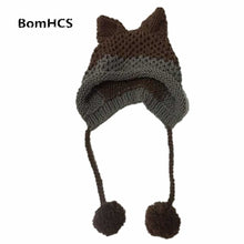 Load image into Gallery viewer, BomHCS Cute Fox Ears Beanie Winter Warm 100% Handmade Knit Hat
