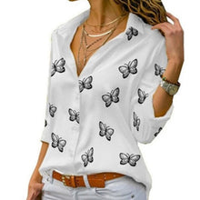 Load image into Gallery viewer, 2020 New Fashion Butterfly Print Women Blouses Long Sleeve Turn-down Collar Blouse Shirt Casual Tops Elegant Work Shirt
