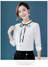 Load image into Gallery viewer, Spring Women Chiffon Shirt Korean Fashion Long Sleeve White Shirts Women Streetwear Office Blouse Elegant Lady Heart Print Tops
