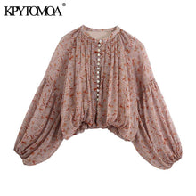 Load image into Gallery viewer, KPYTOMOA Women 2020 Fashion Paisley Print Cropped Blouses Vintage Lantern Sleeve Elastic Hem Female Shirts Chic Tops
