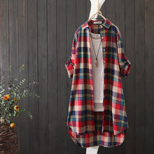 Load image into Gallery viewer, 100% Cotton Plaid Shirt Long Sleeve 2020 Women Autumn Summer New Fashion Button Up Casua Loose Blouse Plus Size
