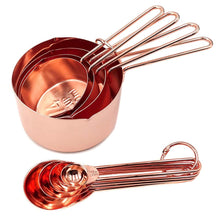 Load image into Gallery viewer, 8PCS Stainless Steel Measuring Spoons Set Rose Gold Measuring Cups Kitchen Accessories Baking Tea Coffee Spoon Measuring Tools
