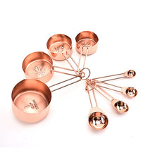 Load image into Gallery viewer, 8PCS Stainless Steel Measuring Spoons Set Rose Gold Measuring Cups Kitchen Accessories Baking Tea Coffee Spoon Measuring Tools
