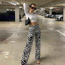 Load image into Gallery viewer, WannaThis Zebra Print Wide Leg Pants Trousers Sexy High Waist Autumn Women New 2020 Fashion Casual Female Trousers Streetwear
