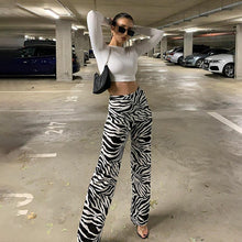 Load image into Gallery viewer, WannaThis Zebra Print Wide Leg Pants Trousers Sexy High Waist Autumn Women New 2020 Fashion Casual Female Trousers Streetwear
