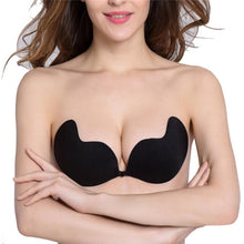 Load image into Gallery viewer, 3 Size Black/Nude Adhesive Backless Bralette Seamless Bra Invisible A/B/C Fly Bra Strapless Silicone Push Up Bra Self
