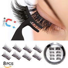 Load image into Gallery viewer, LEKOFO 8Pcs Magnetic Eyelashes With 2 magnetic lashes 3D False Natural For Mink Eye lashes Extension Long faux cils magnetique
