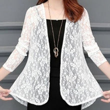 Load image into Gallery viewer, Women Summer Kimono Cardigan Sunproof Blouse Boho Style Beach Lace Chiffon Sunscreen Outwear Casual Long Sleeve Shirt Cardigan
