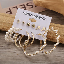 Load image into Gallery viewer, 17KM Vintage Pearl Earrings For Women Big Gold Cross Set of Earrings Long Tassel Butterfly Dangle Drop Earrings 2021 Jewelry
