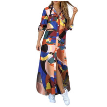 Load image into Gallery viewer, Autumn Long Dress Long Sleeve Shirt Dress Women Denim Long Dresses Pocket Button Shirt Print Dress Casual Loose Dresses 2020
