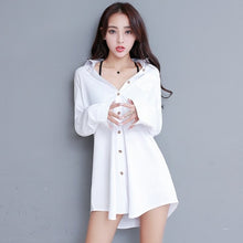 Load image into Gallery viewer, White Collar Shirt Women Chemise Blanche Femme Oversize Long Sleeve Blouse Casual 2020 Autumn Korean Button Up Tops Blusas
