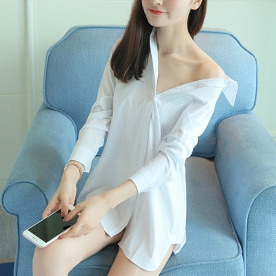 White Collar Shirt Women Chemise Blanche Femme Oversize Long Sleeve Blouse Casual 2020 Autumn Korean Button Up Tops Blusas