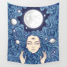 Load image into Gallery viewer, Boho Tarot Tapestry Wall Hanging Moon Phase Magic Hand Tapestries Bedroom Decor Bedspread Throw Cover Sun Moon Wall Decor
