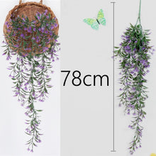 Load image into Gallery viewer, Artificial Plant Vines Wall Hanging Rattan Leaves Branches Outdoor Garden Home Decoration Plastic Fake Silk Leaf Green Plant Ivy
