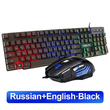 Load image into Gallery viewer, Gaming keyboard Wired Gaming Mouse Kit 104 Keycaps With RGB Backlight Russian keyboard Gamer Ergonomic Mause For PC Laptop
