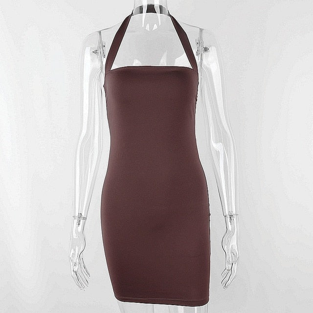 Yimunancy Bodycon Dress Women Halter Sexy Dress 2020 Ladies Summer Dress