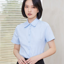 Load image into Gallery viewer, Korean White Shirt Blouse Women Shirts Blouses Women Short Sleeve Work Shirts Tops Plus Size Office Lady Elastic Pink Shirt 5XL
