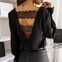 Load image into Gallery viewer, Sexy Lace Women Shirts V neck Long Sleeve Spring Autumn Tops Daily Blouses Female Elegant OL Office Blouse Casual Lady&#39;s Shirt
