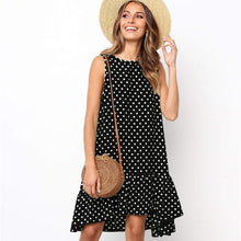 Load image into Gallery viewer, Lossky Women Summer Dress Polka Dot Chiffon Sleeveless Beach Mini Casual Yellow Sundress 2021 Fashion Plus Size Dress For Women
