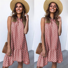 Load image into Gallery viewer, Lossky Women Summer Dress Polka Dot Chiffon Sleeveless Beach Mini Casual Yellow Sundress 2021 Fashion Plus Size Dress For Women
