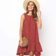 Load image into Gallery viewer, Lossky Women Summer Dress Polka Dot Chiffon Sleeveless Beach Mini Casual Yellow Sundress 2021 Fashion Plus Size Dress For Women
