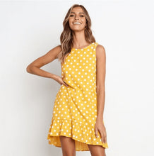 Load image into Gallery viewer, Lossky Women Summer Dress Polka Dot Chiffon Sleeveless Beach Mini Casual Yellow Sundress 2021 Fashion Plus Size Dress For Women
