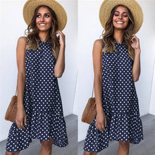 Load image into Gallery viewer, Lossky Women Summer Dress Polka Dot Chiffon Sleeveless Beach Mini Casual Yellow Sundress 2021 Fashion Plus Size Dress For Women
