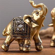 Load image into Gallery viewer, Golden Resin Elephant Statue Lucky Feng Shui Elegant Elephant Trunk Statue Lucky Wealth Figurine Crafts Ornaments For Home Decor
