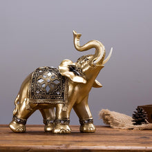 Load image into Gallery viewer, Golden Resin Elephant Statue Lucky Feng Shui Elegant Elephant Trunk Statue Lucky Wealth Figurine Crafts Ornaments For Home Decor
