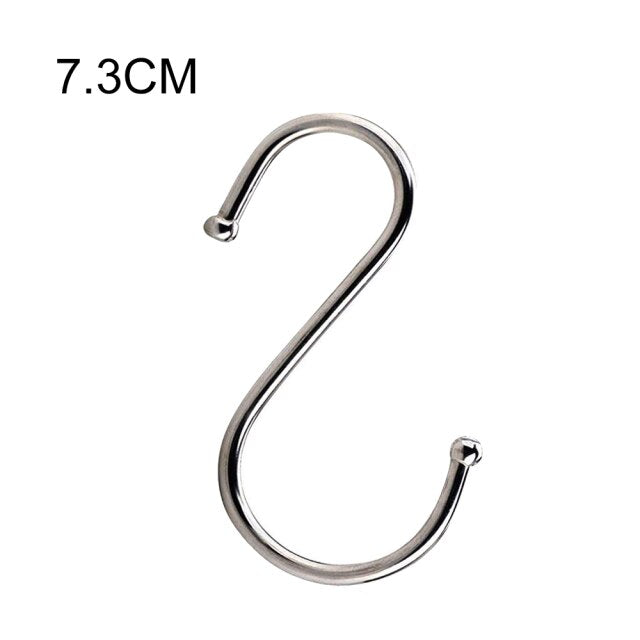 S-Shaped Hooks Bathroom Kitchen Single S Shape Stainless Steel Storage Hook For Wall And Door Organizer Accessories Organization