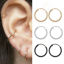 Load image into Gallery viewer, 2020 New Vintage Rose Gold Multiple Dangle Small Circle Hoop Earrings for Women серьги Jewelry Steampunk Ear Clip Gift
