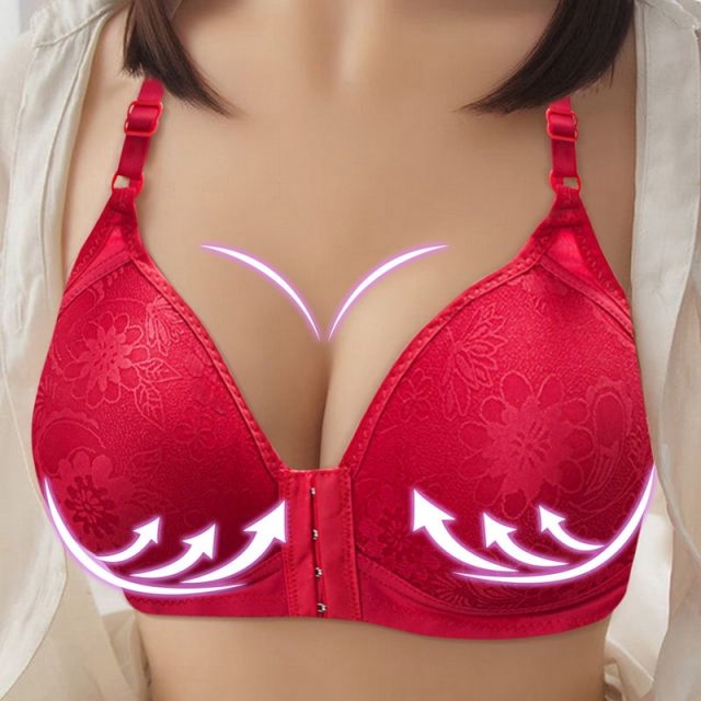 Sexy Plus Size Push Up Bra Front Closure Solid Color Brassiere Wire Free Bralette Seamless Bras For Women Hot Sale